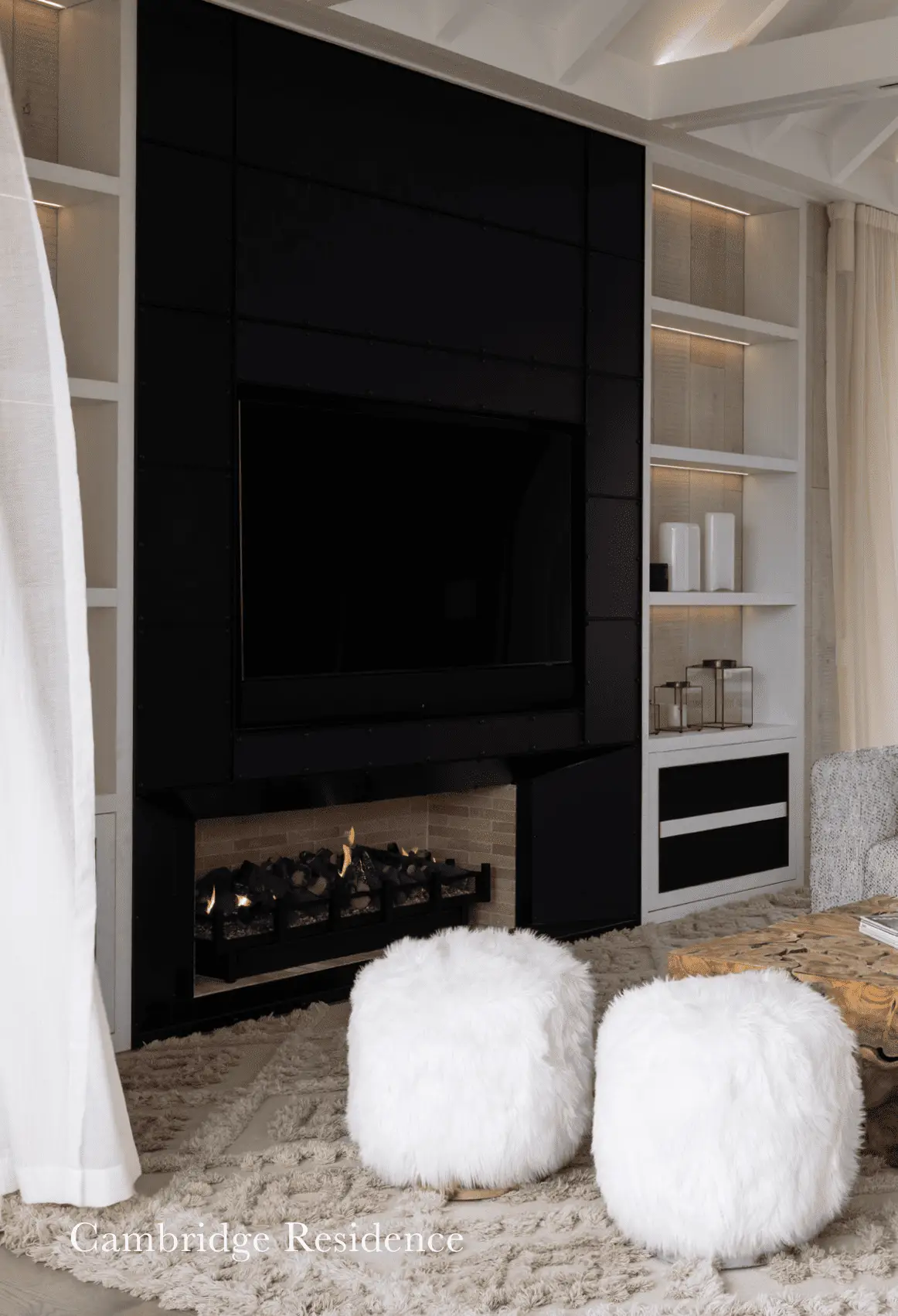 Cambridge Residence kitchen with timber cabinetry and soft lighting