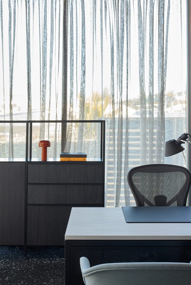 Overview of Harbour Office interior design with minimalist finishes